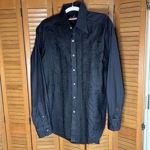 Robert Graham Embroidered Black button down (Size Med)